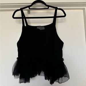 Anthropologie cropped black tulle tank